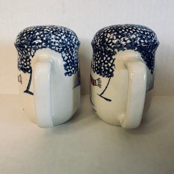 Thomson Snowman, Handled Salt & Pepper Set , Blue Speckles, Snowman/Center - Picture 4 of 10